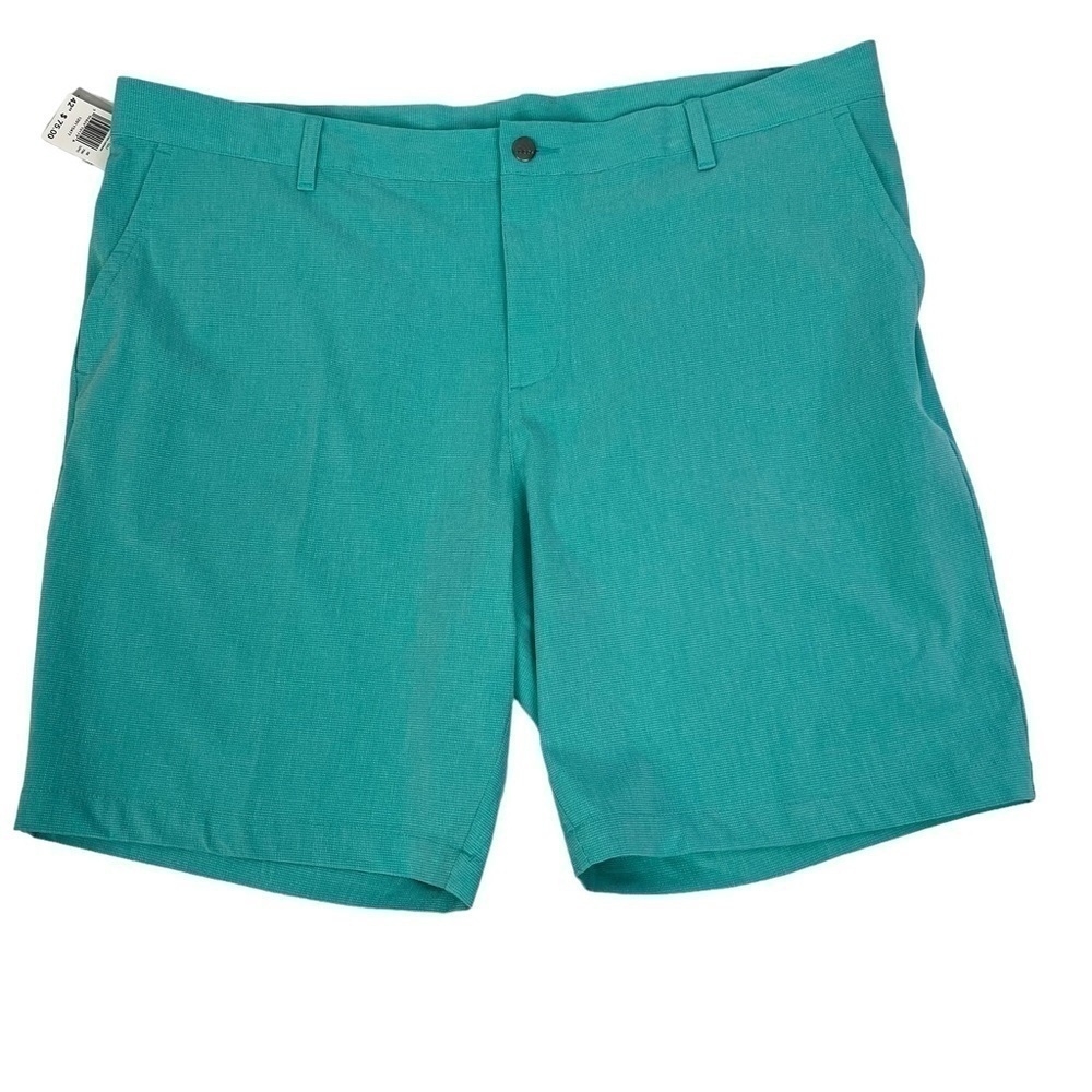 NWT adidas Men’s Shorts Sz W42/Inseam 9” Crosshatch Material Color Green Pockets